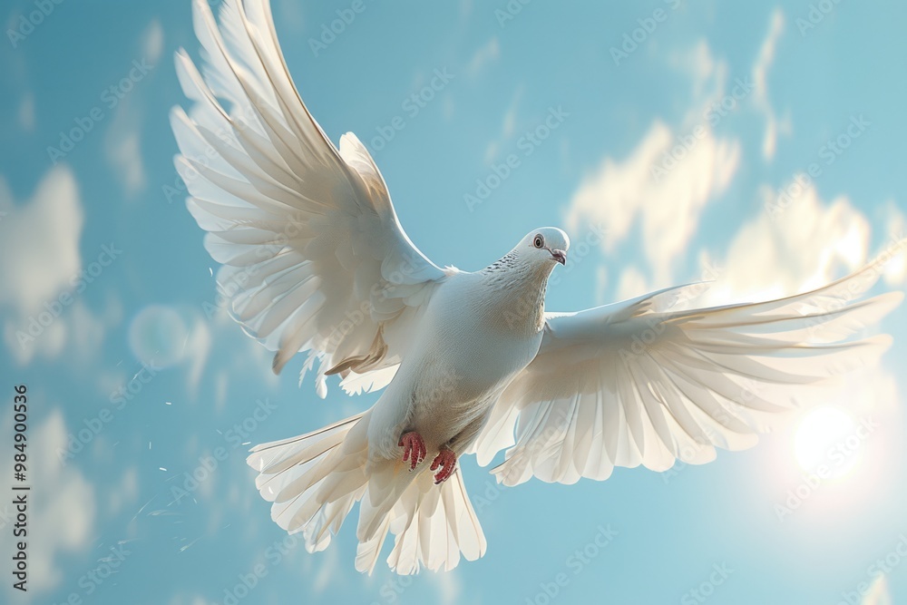 Dove soaring with wings open in the sky Dove soaring with wings open in the sky
