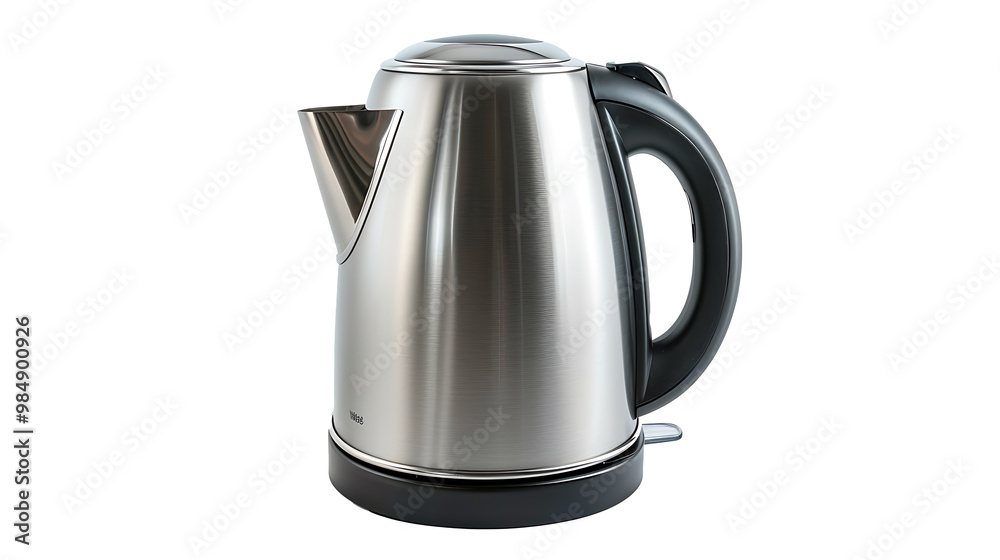 Modern electric kettle with a metallic finish, isolated on a white background Modern electric kettle with a metallic finish, isolated on a white background