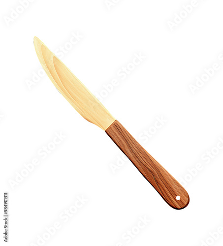 Rustic wooden pizza knife features a unique curved blade and comfortable handle, perfect for slicing through your favorite homemade pizza photo