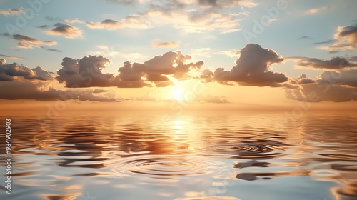 Cloud reflections rippling in a calm pond, skys rhythm on water, serene landscape photography