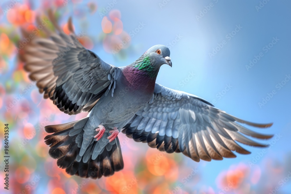 Single pigeon in the air with wings wide open Single pigeon in the air with wings wide open Single pigeon in the air with wings wide open Single pigeon in the air with wings wide open