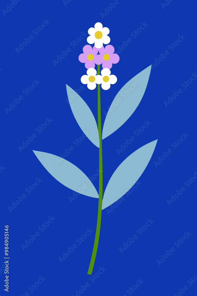 Obraz premium A delicate Butterfly Bush flower vector artwork featuring its clustered blooms and graceful shape, perfect for floral designs, botanical illustrations, and nature-themed digital projects.