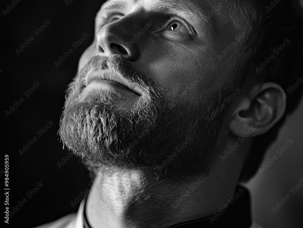 Obraz premium Contemplative Man with Beard