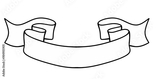 line Illustration of banner ribbon isolated pita