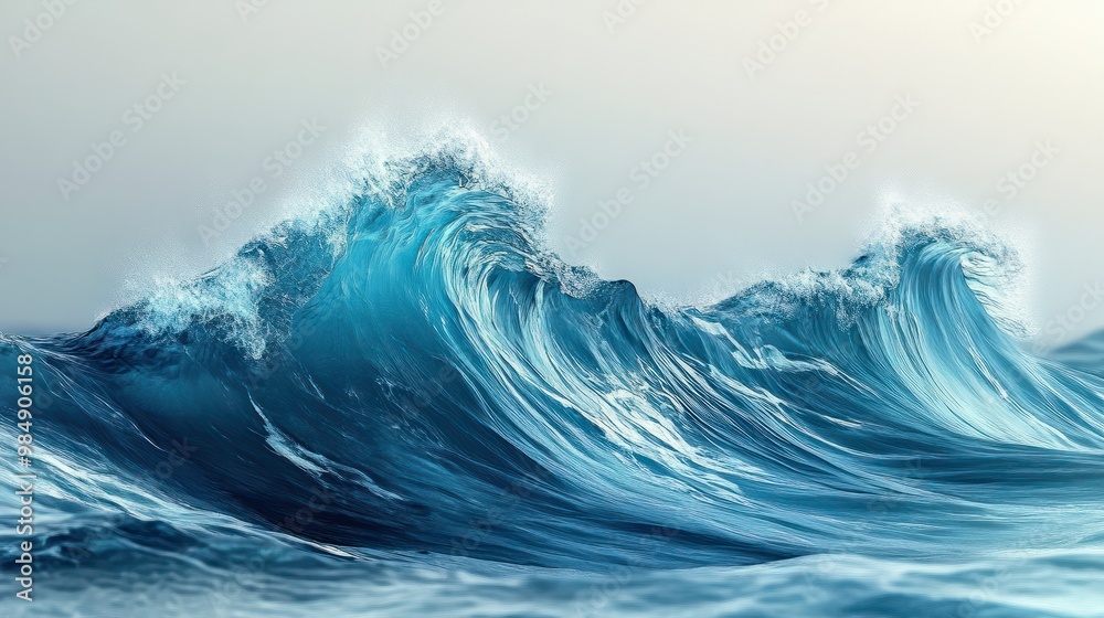 Vivid abstract rendering of dynamic and powerful blue ocean waves. Vivid abstract rendering of dynamic and powerful blue ocean waves.