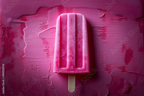 Popsicle on Vibrant Pink Background photo