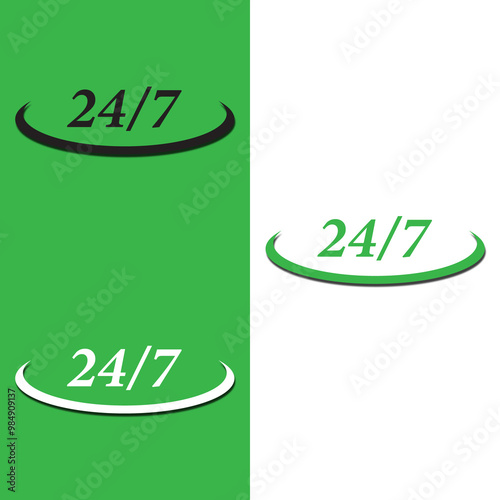 24/7, 24 hours 7 days in week [vector] photo