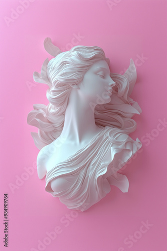 Wallpaper Mural Elegant White Sculpture of a Woman Against a Pink Background Highlighting Fine Artistic Details Torontodigital.ca