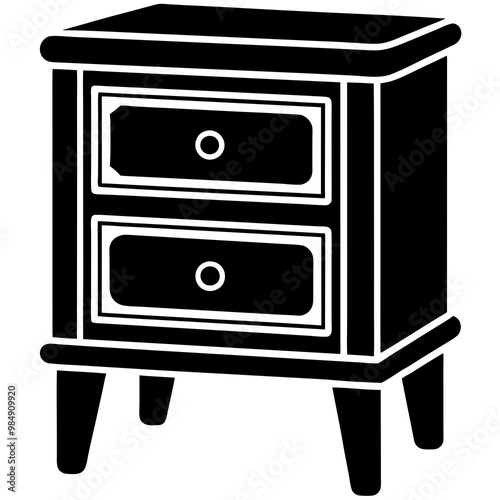 bedside table icon silhouette vector