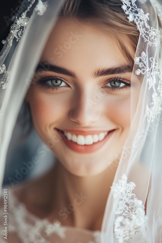 Portrait of beautiful bride in veil