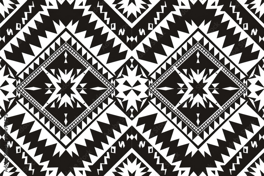 Fototapeta premium Aztec Navajo black and white geometric pattern for fabric.