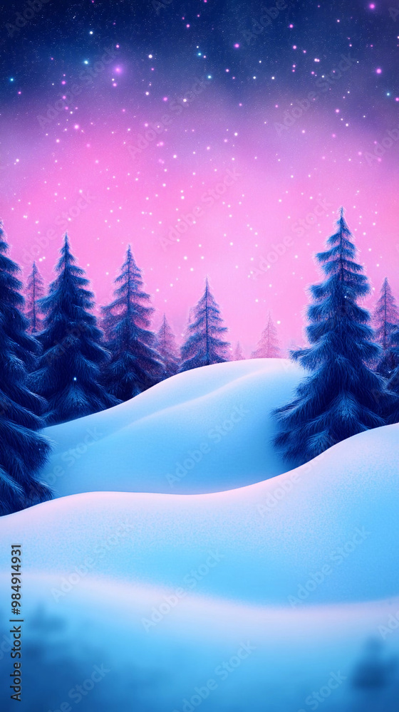 Night winter magical landscape Night winter magical landscape