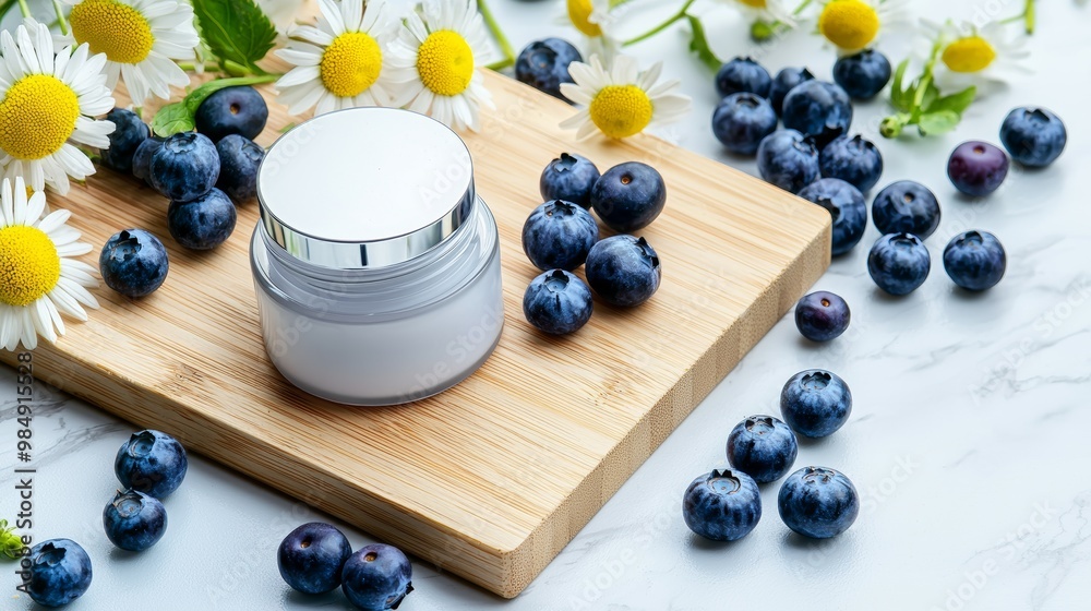 Beauty Cream with Blueberries and Flowers Beauty Cream with Blueberries and Flowers