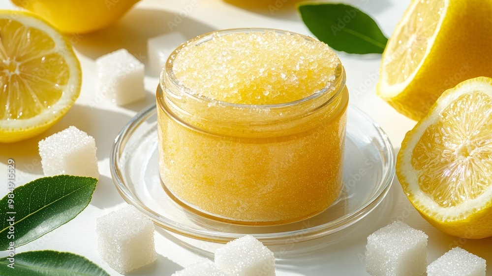 Fresh Lemon Sugar Scrub in a Glass Jar Fresh Lemon Sugar Scrub in a Glass Jar