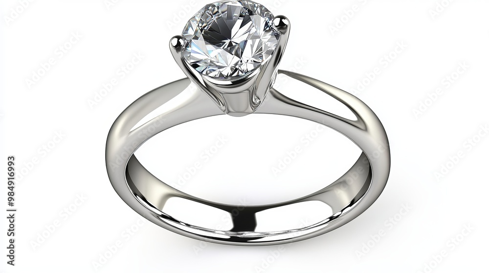 3D silver wedding diamond ring isolated on a white background 3D silver wedding diamond ring isolated on a white background