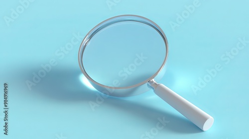 3D rendering of a large magnifying glass A modern and bold 3D image of a magnifier often used for tech or digital themes