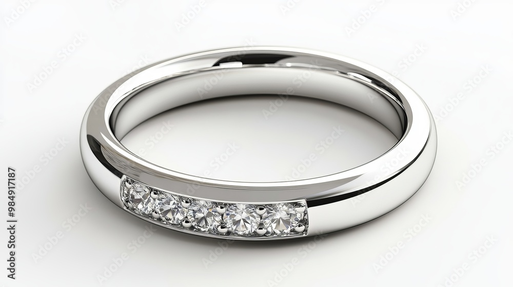 3D silver wedding diamond ring isolated on a white background 3D silver wedding diamond ring isolated on a white background