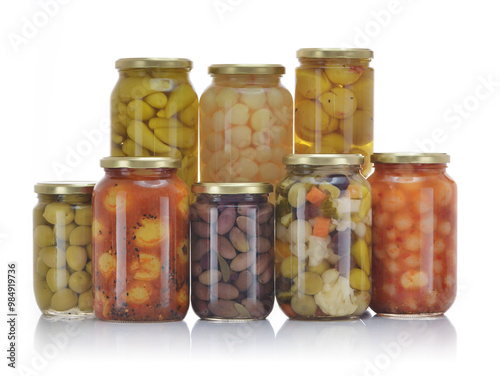 ASSORTED PICKLED VEGETABLES IN GLASS JARS