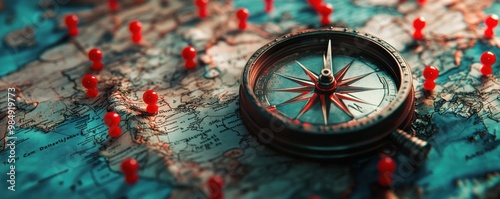 world map with red pins 