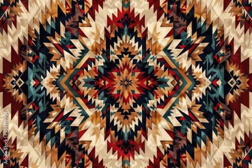 Southwestern blanket abstract design in repeat seamless pattern   Vector Illustration