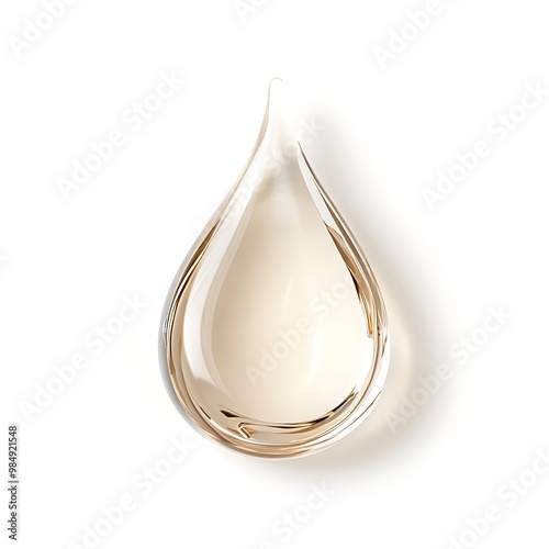 Gel serum texture. Clear cosmetic cream drop. Liquid skincare product swatch isolated on white background. Generative Ai