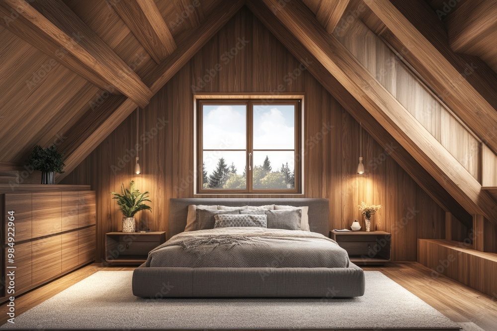 Luxurious Attic Master Bedroom with Modern Decor and Gray Accents Luxurious Attic Master Bedroom with Modern Decor and Gray Accents