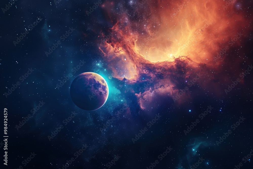 A colorful space background with stars and clouds, generative ai image A colorful space background with stars and clouds, generative ai image