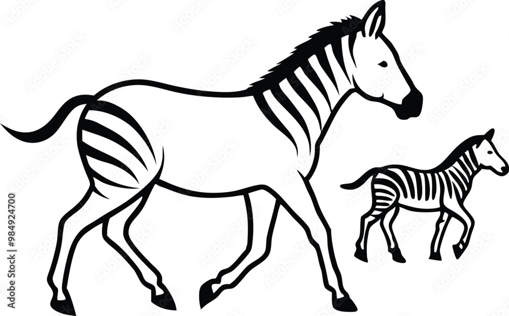 Obraz premium Striped Zebra Vector Art for Children’s Coloring and Creative Fun 
