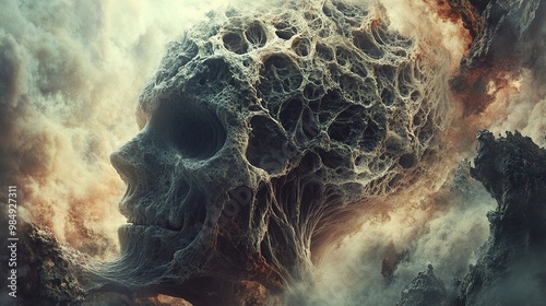 Surreal Skull in a Dreamlike Fog