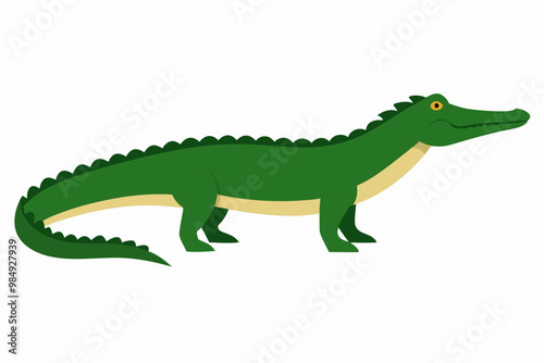 This is a high-quality vector illustration of a Nile Crocodile in the savanna, ideal for digital products, graphic design, and wildlife-themed projects. It features detailed, scalable artwork