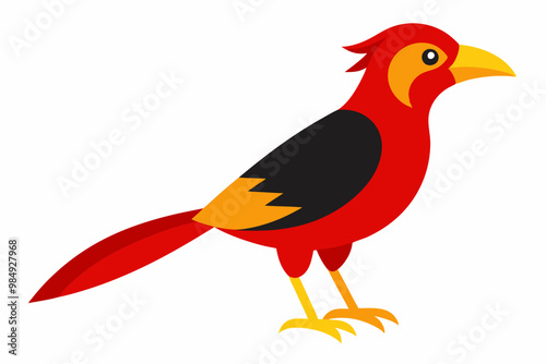 This is a vibrant vector artwork of a Red and Yellow Barbet bird, ideal for wildlife-themed designs, nature illustrations, and colorful digital projects. photo