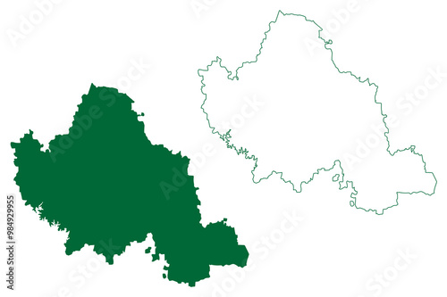 Mandya district (Karnataka State, Republic of India, Mysore division) map vector illustration, scribble sketch Mandya map