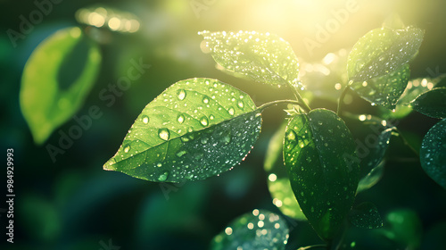 water drops on leaves