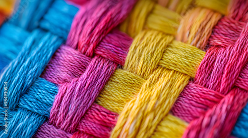 close up of colorful yarn