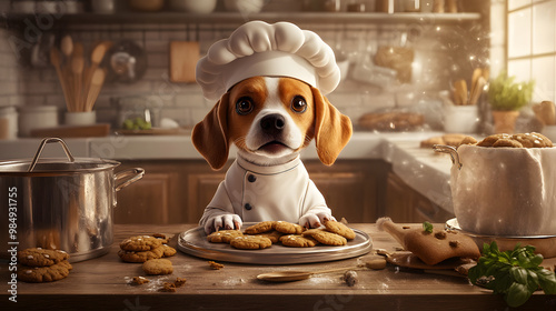 puppy, chef, dog, pet, hat, kitchen, cooking, food, funny, cook, domestic, animal, meal, epicure, breed, cap, culinary, cute, ravenous, job, mouth, professional, purebred, smart, uniform, lunch, apron