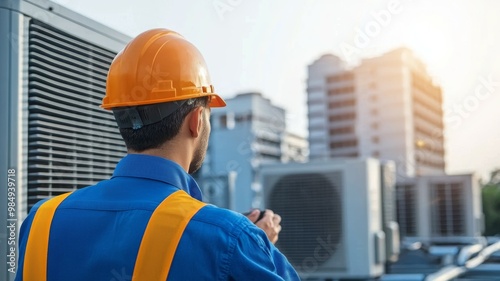 A man in a blue shirt