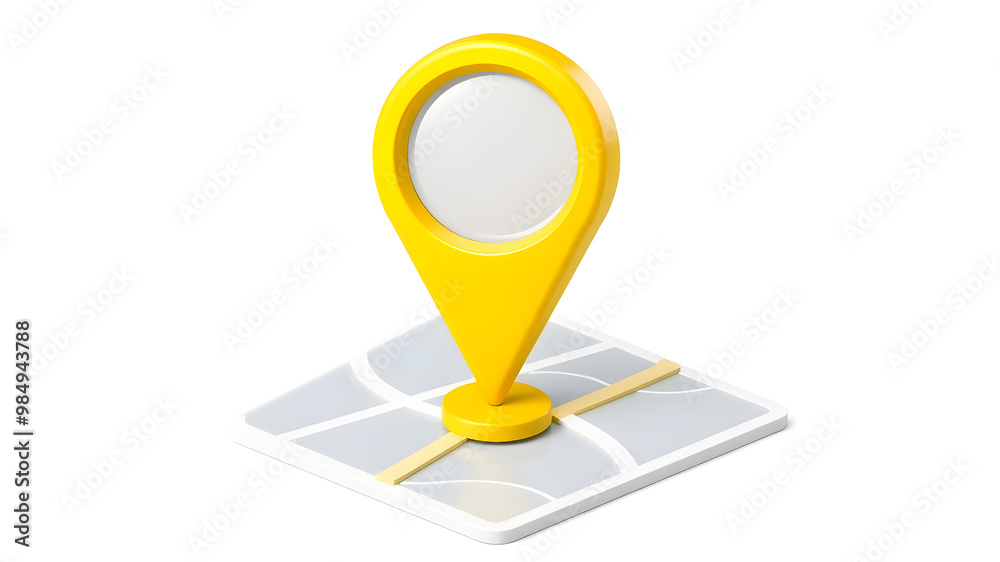 3d yellow map location pointer. Pin code icon of the geolocation map. Plastic cartoon style. Stock llustration on isolated background. Generative AI 3d yellow map location pointer. Pin code icon of the geolocation map. Plastic cartoon style. Stock llustration on isolated background. Generative AI