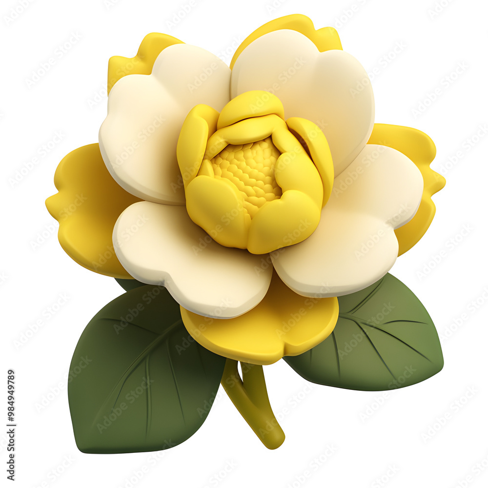 3d yellow flower isolated on white 3d yellow flower isolated on white