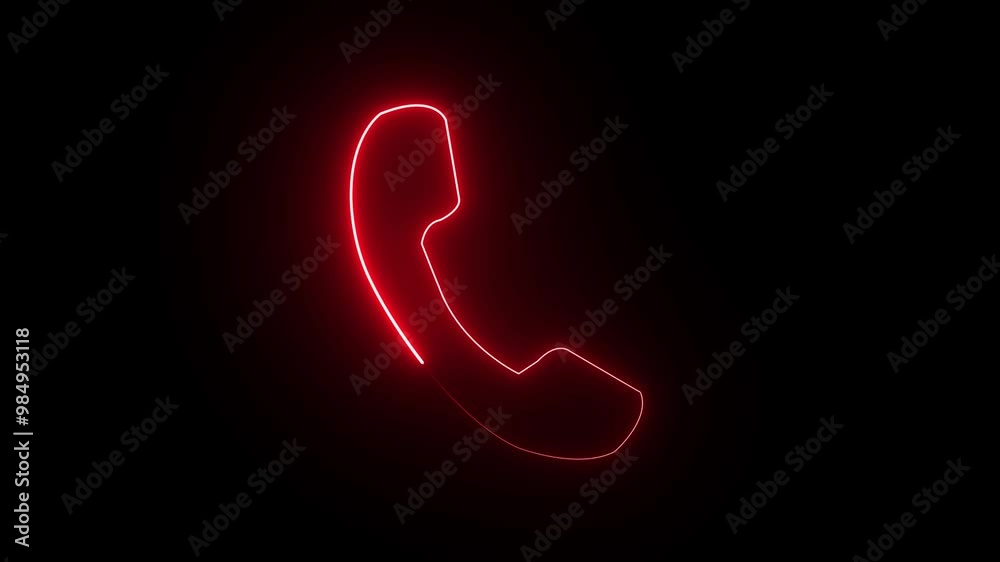 Calling icon animation by red color neon on black background. Calling icon animation by red color neon on black background.