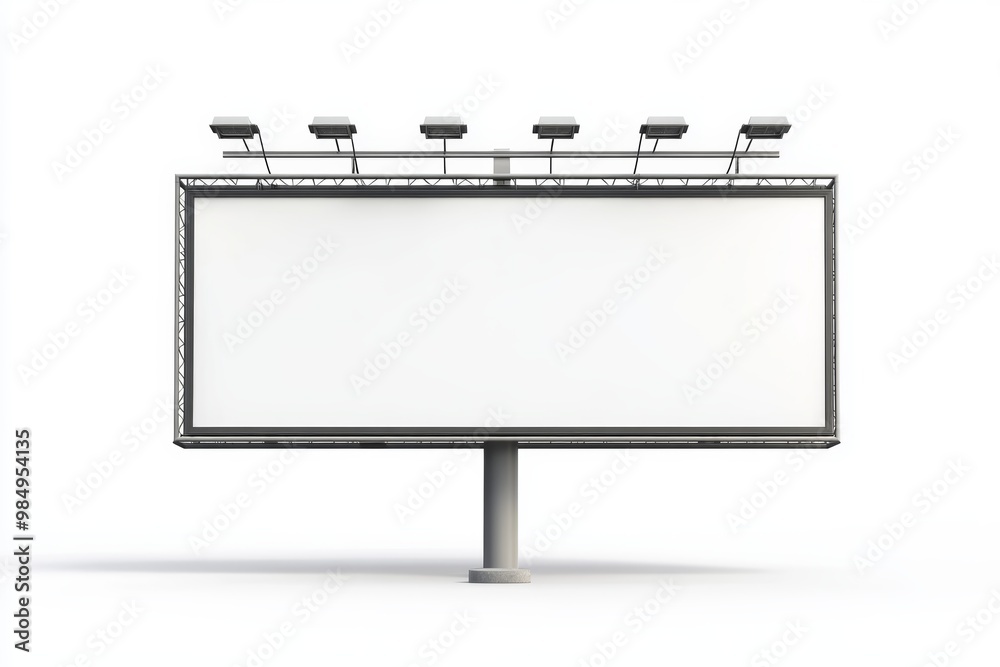 A large, empty billboard stands alone in an urban setting, waiting for a new advertisement to be installed during daylight A large, empty billboard stands alone in an urban setting, waiting for a new advertisement to be installed during daylight