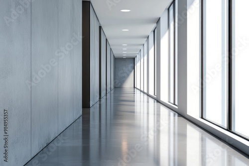 Contemporary Business Corridor with Elegant Mockup Wall