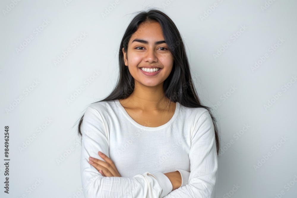 Confident young Asian Indian woman showing self love and leadership. Confident young Asian Indian woman showing self love and leadership.