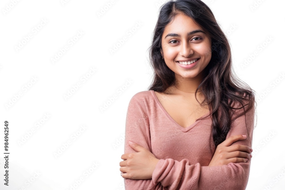 Confident young Asian Indian woman showing self love and leadership. Confident young Asian Indian woman showing self love and leadership.