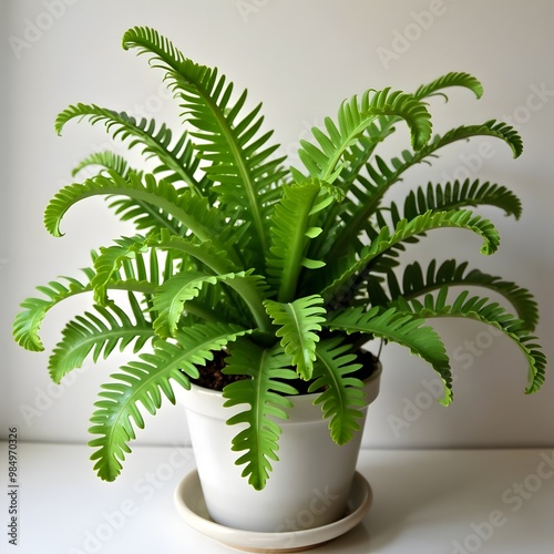 Bird’s Nest Fern with Bright Green Fronds photo