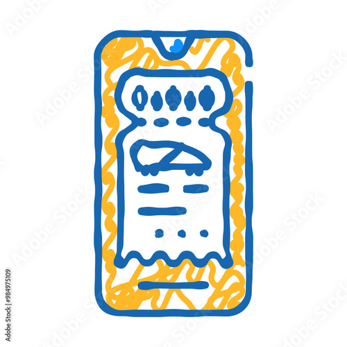 electronic ticket e-ticket doodle icon sketch vector. electronic ticket e-ticket sign. isolated symbol illustration