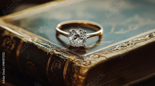 Natural Diamond Engagement Ring with Cushion Cut Gemstone for a Stunning and Timeless Proposal photo