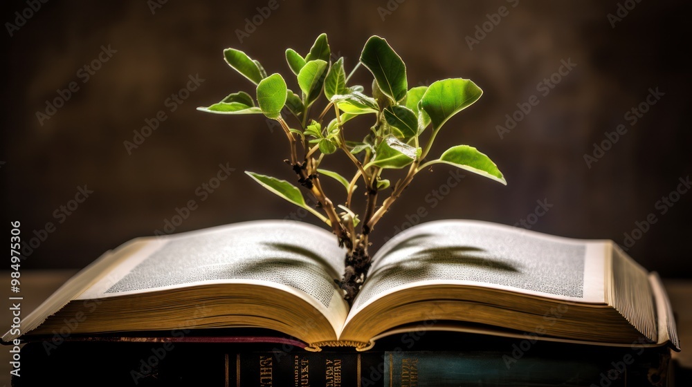 Green Sprout Emerging from an Open Book Green Sprout Emerging from an Open Book