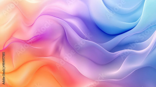 Dreamy Abstract Flowing Waves Of Peach Blue And Purple Gradient Digital Art