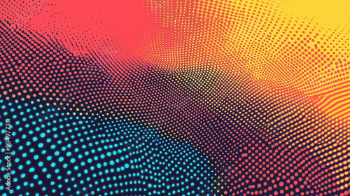 Wallpaper Mural Colorful Abstract Halftone with Gradients of Red Yellow and Blue Overlaying Textured Dots Torontodigital.ca