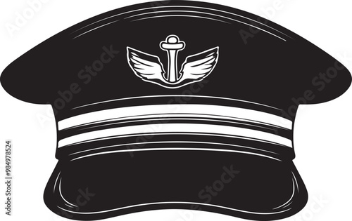 sailor captain hat silhouette vector